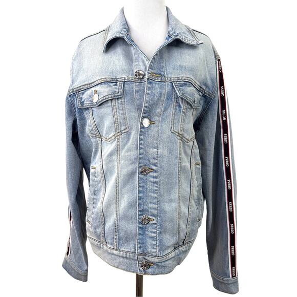 Guess Men's Jullian Logo Denim Jean Jacket New with tags Size Small - Picture 1 of 7